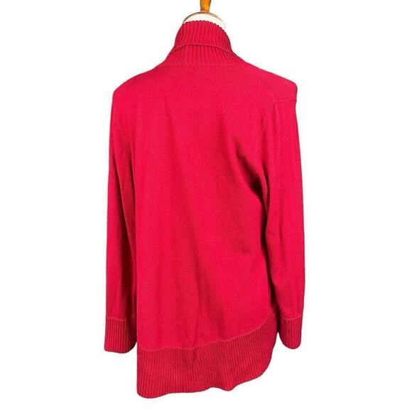 Dress Barn Open Cardigan Sweater Women Size XL Petite Red Drape Casual - Picture 2 of 9